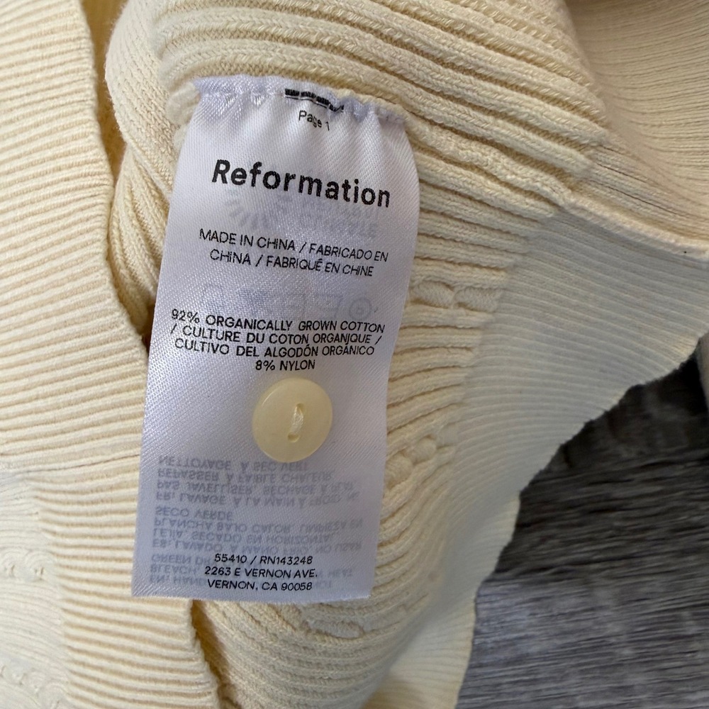 Reformation Natalie Cable Stitch Cardigan Sweater in Lemon Icing Size D - Picture 5 of 5